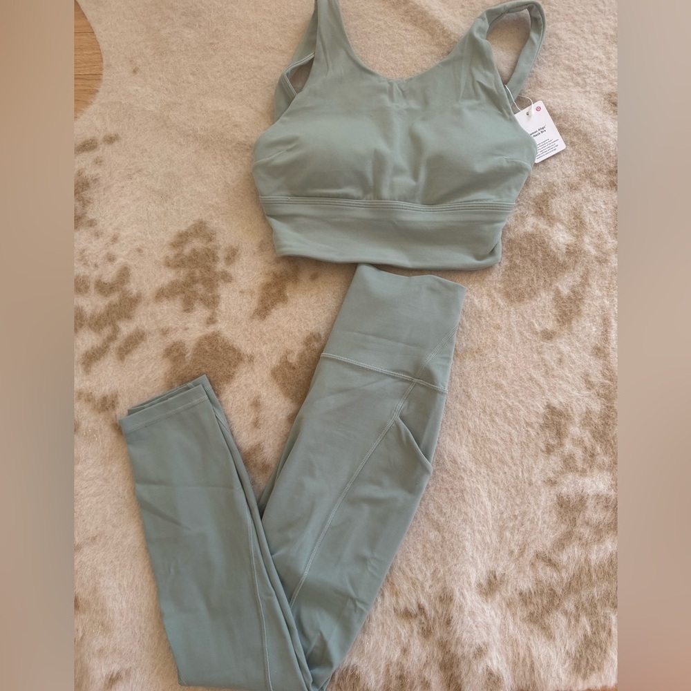 NWT Lululemon Align bra top and leggings SET in Palm Court 4/6